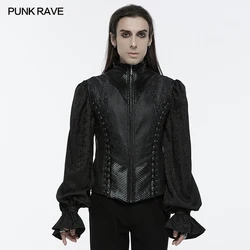 PUNK RAVE Men's Gothic Gorgeous Jacquard Woven Texture Vest Luxurious Gentlemanly Party Club Men Jacket Tops