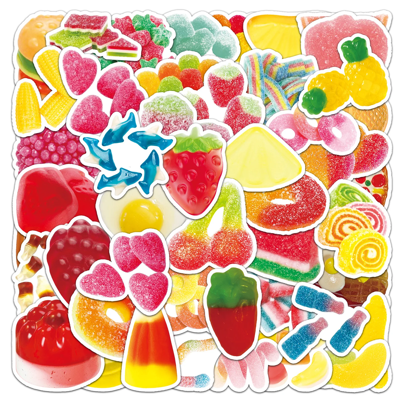

50Pcs Cute Cartoon Soft Candy Series Cartoon Cute Waterproof Sticker Skateboarding Retro home decal Sticker