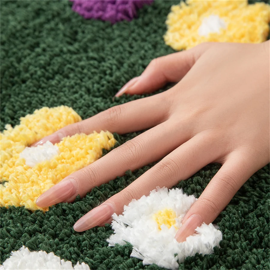 60X120Cm Irregular Flower Bathroom Mat Soft Fluffy Entrance Carpet Area Floor Pad Doormat Bedroom Aesthetic Home Room Decor view 3