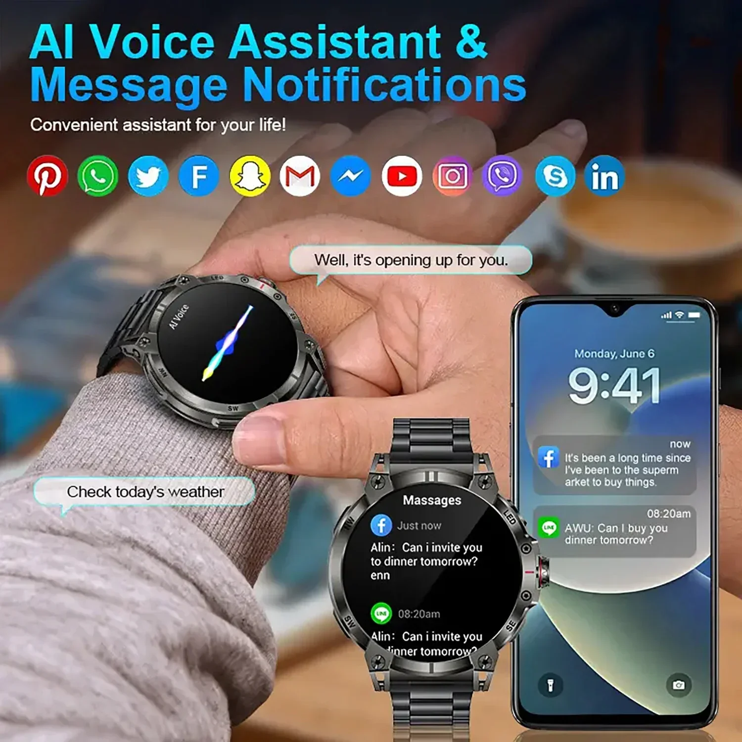 Xiaomi 2025 جديد بطارية كبيرة في الهواء الطلق ساعة ذكية الرجال 1.85 بوصة HD شاشة GPS البوصلة بلوتوث دعوة IP68 مقاوم للماء Smartwatch