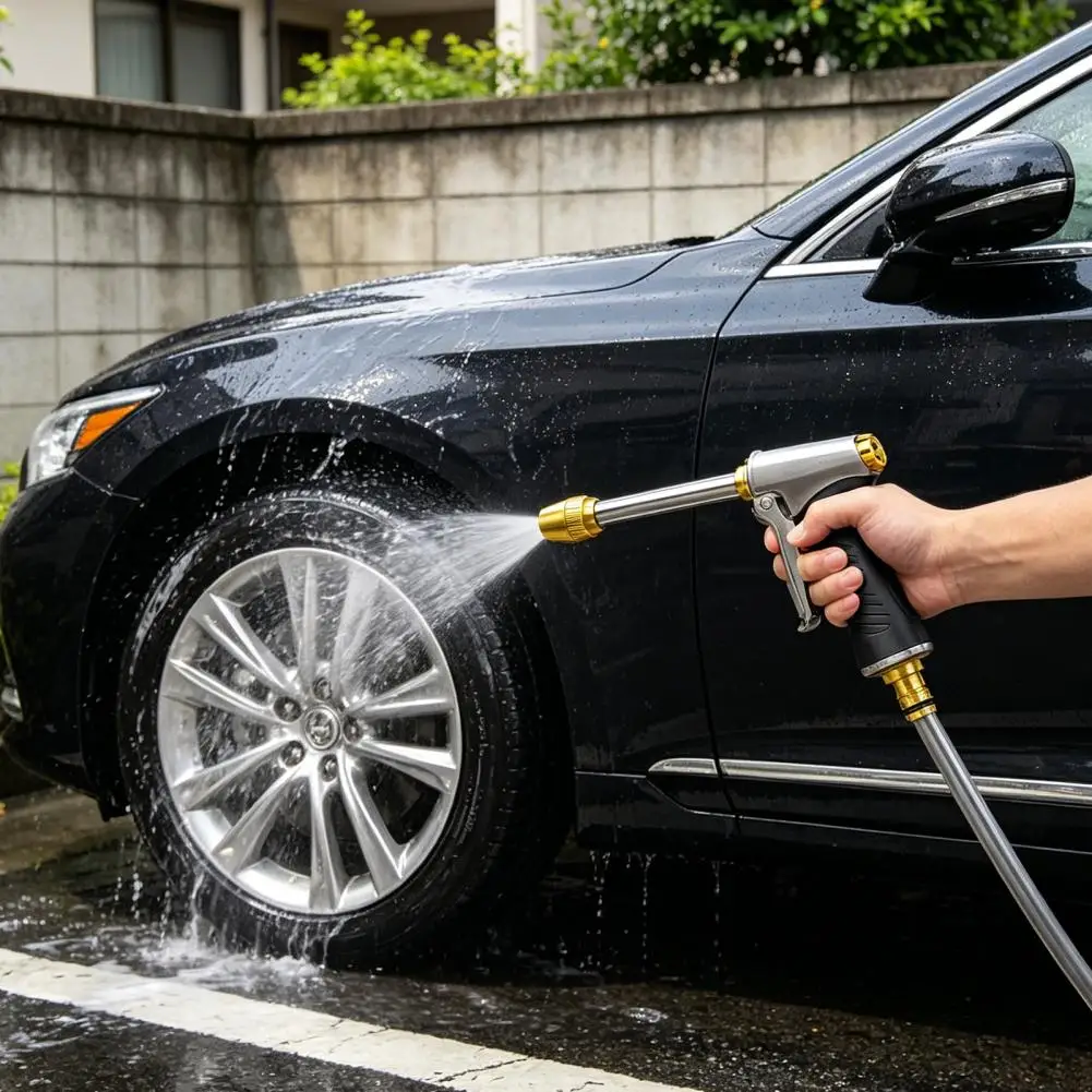 

High-Pressure Hose Nozzle Aluminum Alloy Car Wash Nozzle Garden Hose Nozzle for Car Washing Outdoor Watering Yard Deck Cleaning