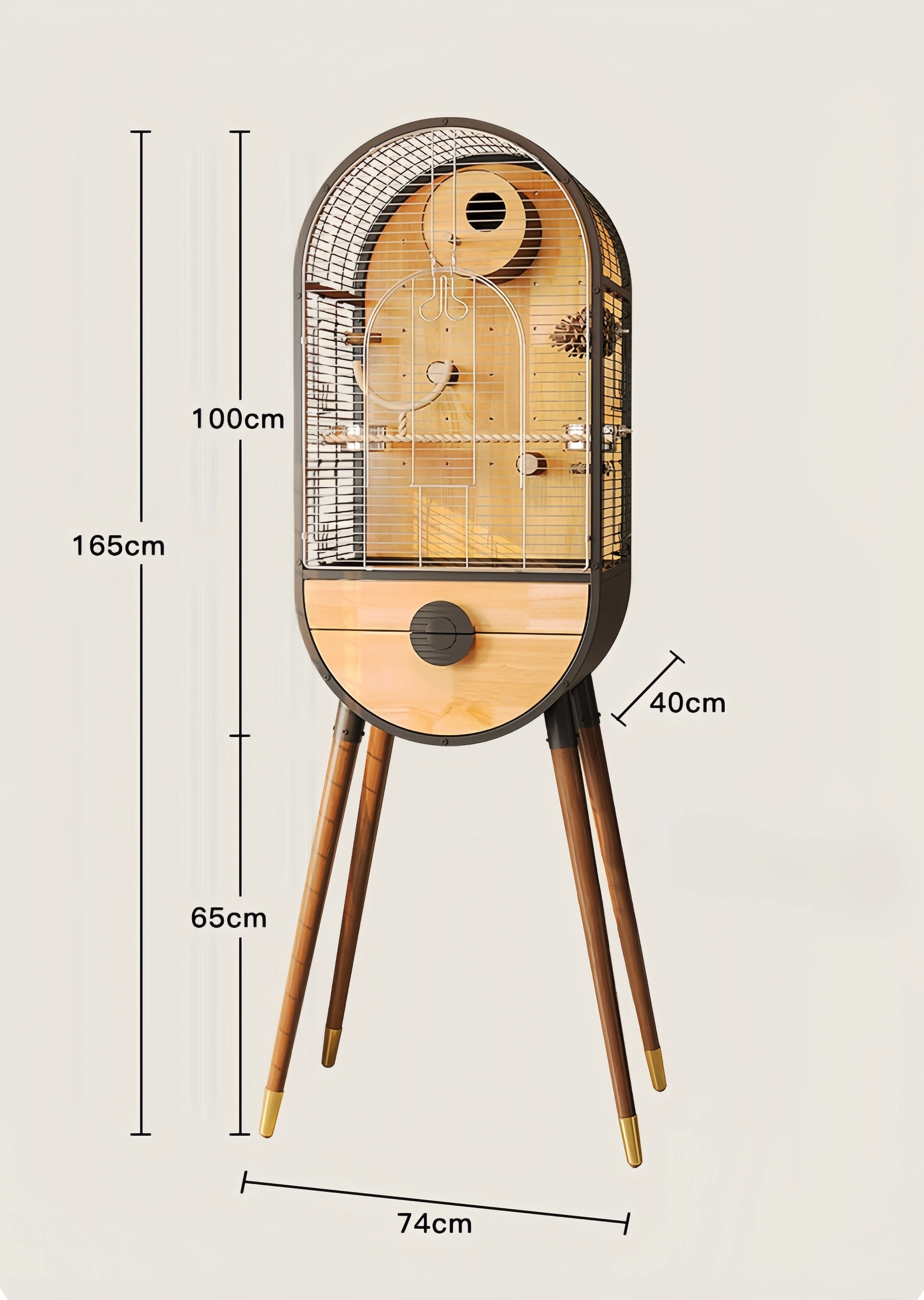 Elegant Large Wooden Birdhouse with Print Pattern Featuring an Elegant Roof and Feeding Tray