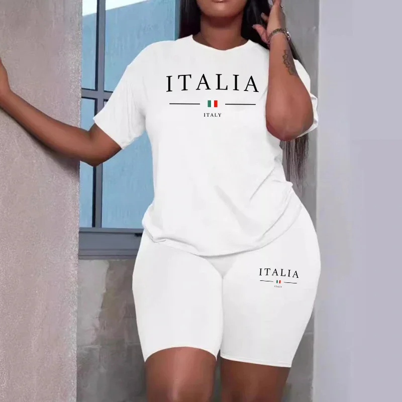 Woman Clothing 2026 Summer Quality Casual Two Piece Set Women T-Shirts O-Neck Shorts Daily Short Sleeve Tracksuit Hot Sales New