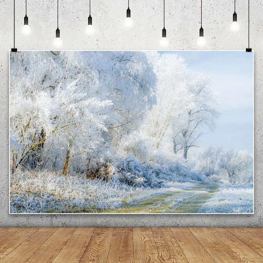 ฤดูหนาวหิมะป่าฉากหลังฤดูหนาว Snowfield ภูมิทัศน์หิมะปกคลุม Fir Pine Tree กลางแจ้งคริสต์มาสพื้นหลังการถ่ายภาพ