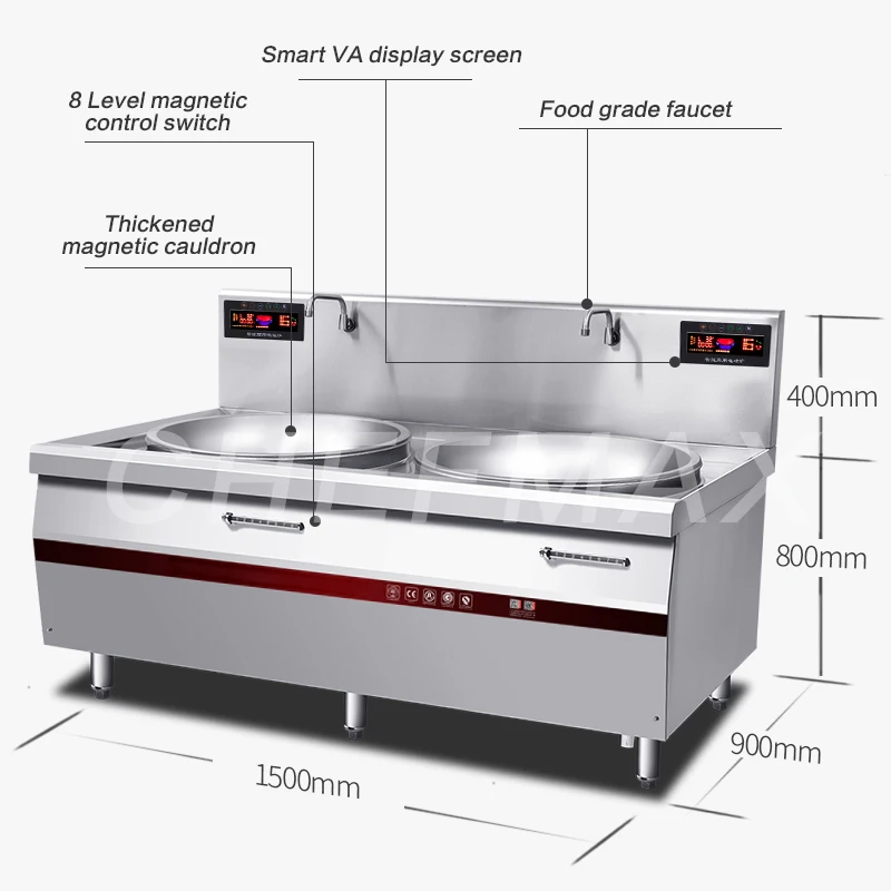 20 kW vertical large concave 2 burner built-in electric stove cooktop
