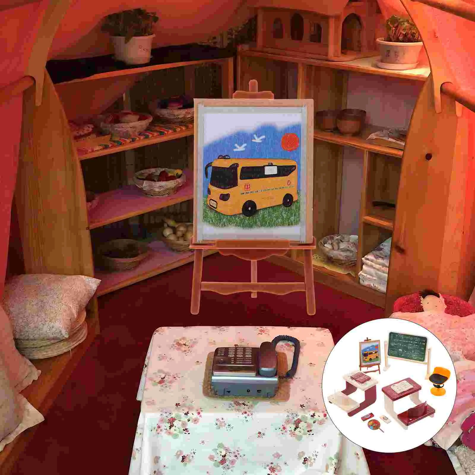 

Mini Desk Blackboard Kids Toys House Accessory Accessories Plastic Miniatures for Crafts