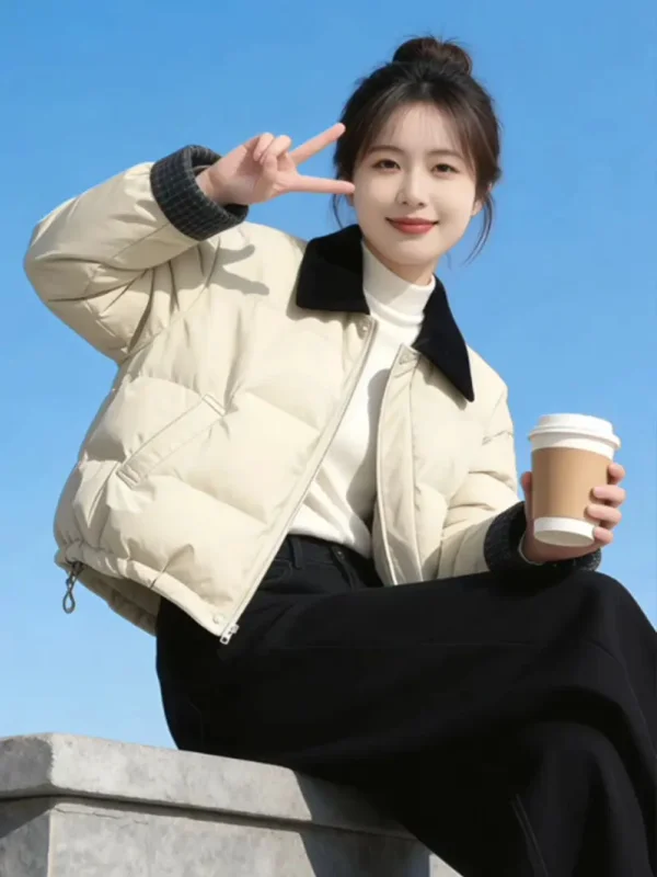 

Korean Sle ort Thiened Bread Coat Women's Winter New Faionable Collar Outerwear Warm Aosphere Cotton Clothes