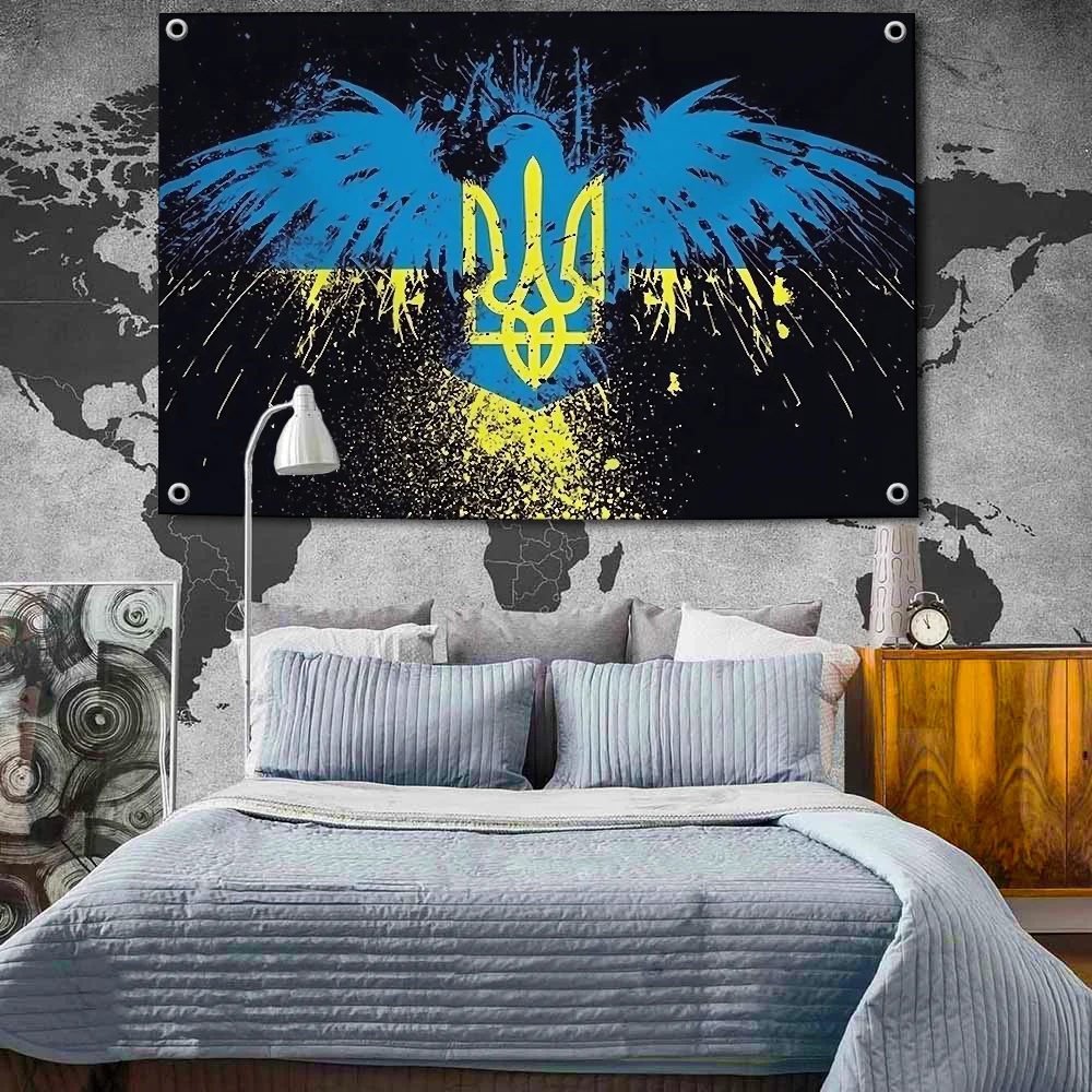 A-Ukraine Flag Hanging Flags 2×3ft 3×5ft Banner for Garage Wall Tapestry Curtain Rcing Flag 90x150cm Banner for Garage Bar Home