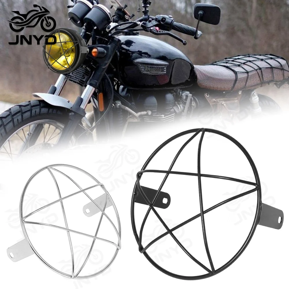 JNYD 7 Inch Motorcycle Universal Vintage Headlight Protector Retro Grill Light Lamp Cover For Harley Chopper Yamaha Cafe Racer