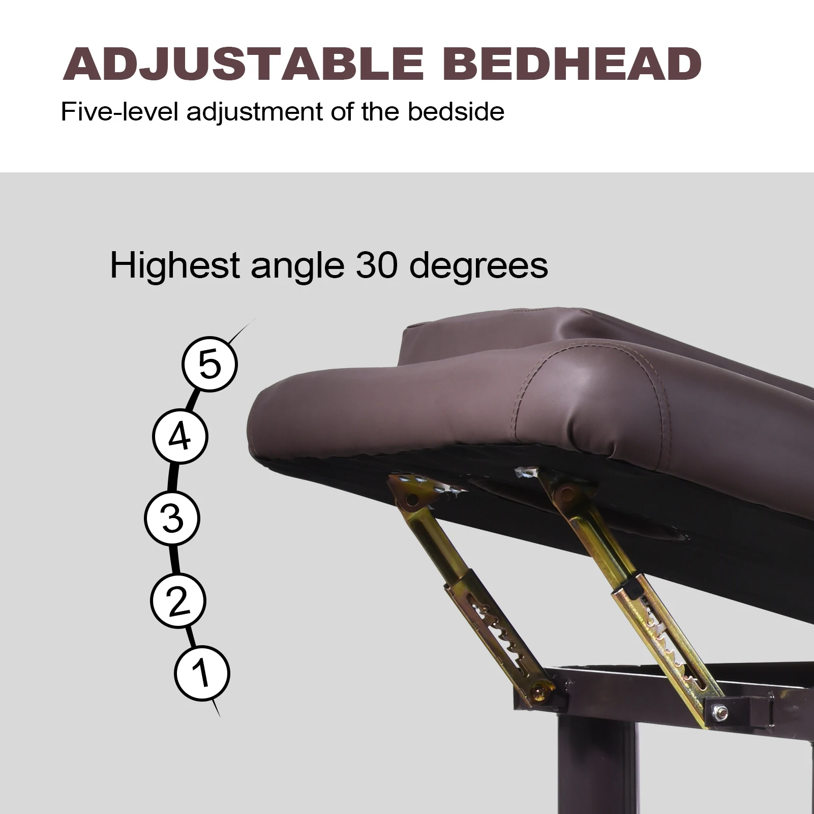 طاولة تدليك ثابتة، طاولة سبا بسعة 440.9 رطل مع مسند ظهر قابل للتعديل، سرير عالي التحمل، سرير إزالة الشعر بالشمع (بني) #3