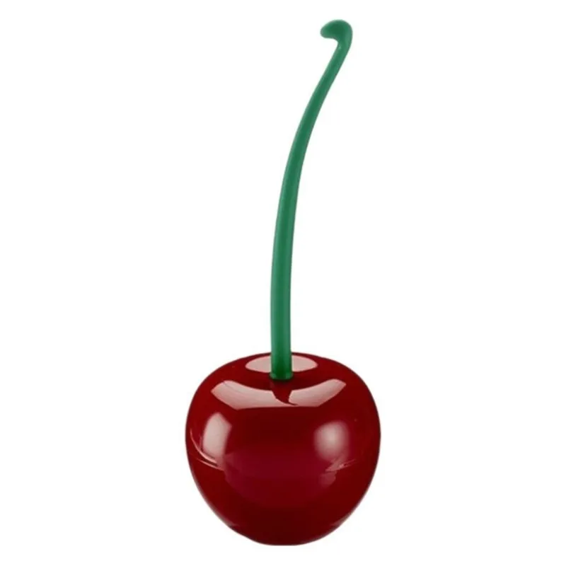 Cherry Toilet Brush & Holder Set, Cute Long Handle Bathroom Brush for Cherry Theme Decor, 1 Brush 1 Holder