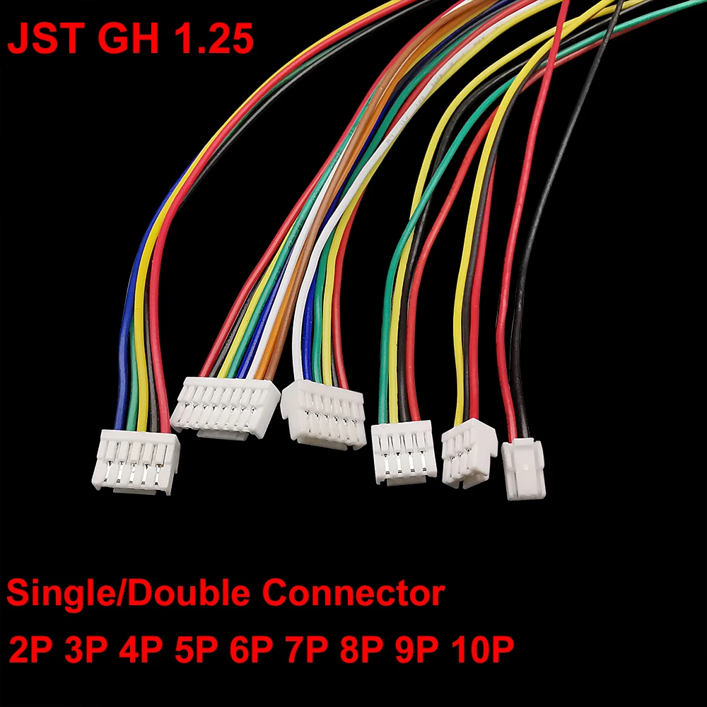 10 sztuk JST GH 1.25 1.25mm 2/3/4/5/6/7/8/9/10Pin wtyk męski kabel złącze przewodu pojedyncza podwójna głowica przewód elektryczny 150mm 28AWG