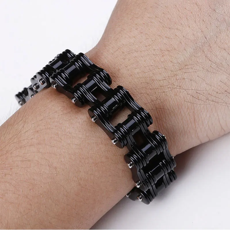 Men Bracelets/Bangles Black Biker Bicycle Motorcycle Link Bracelets for Men Punk Stainless Steel Jewelry Dropshipping