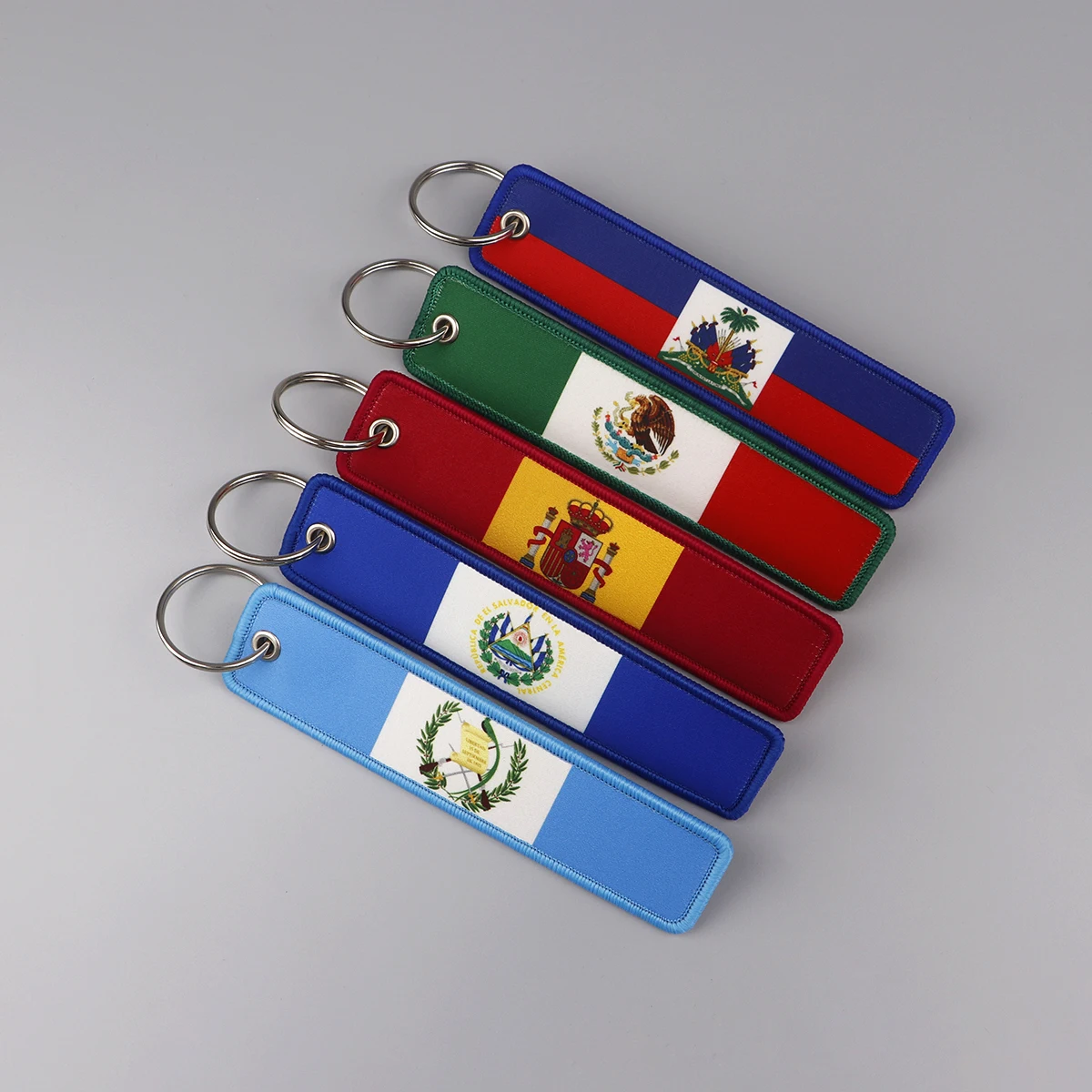 Mexican Flag Embroidery Key Fobs Flags Key Tags Keychain For Motorcycles Cars Key Ring Accessories Chaveiro Jewelry Gifts