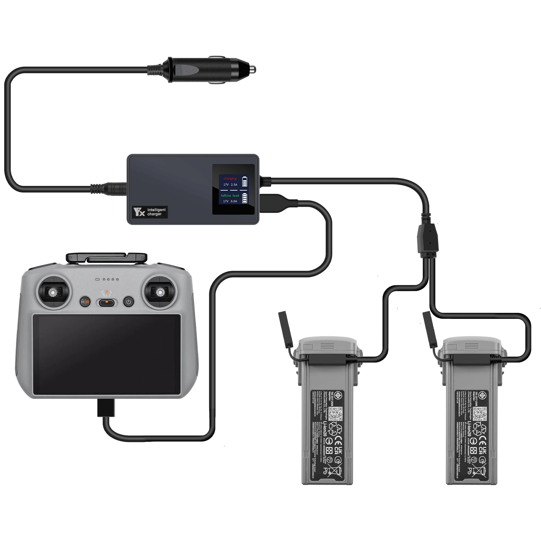 Battery Charging Hub for DJI AIR 3 Digital Display Fast Charger With LCD USB Remote Control Charger for dji AIR 3 Accessories