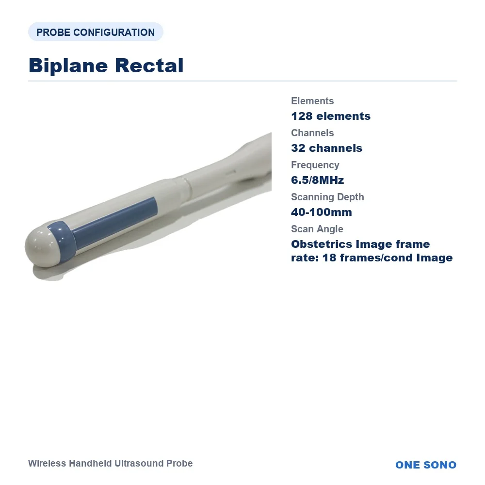 4CR Wireless Handheld Ultrasound Probe, Biplane Rectal Array, 128 Elements, 32 Channels, for Rectal & Prostate, Urology