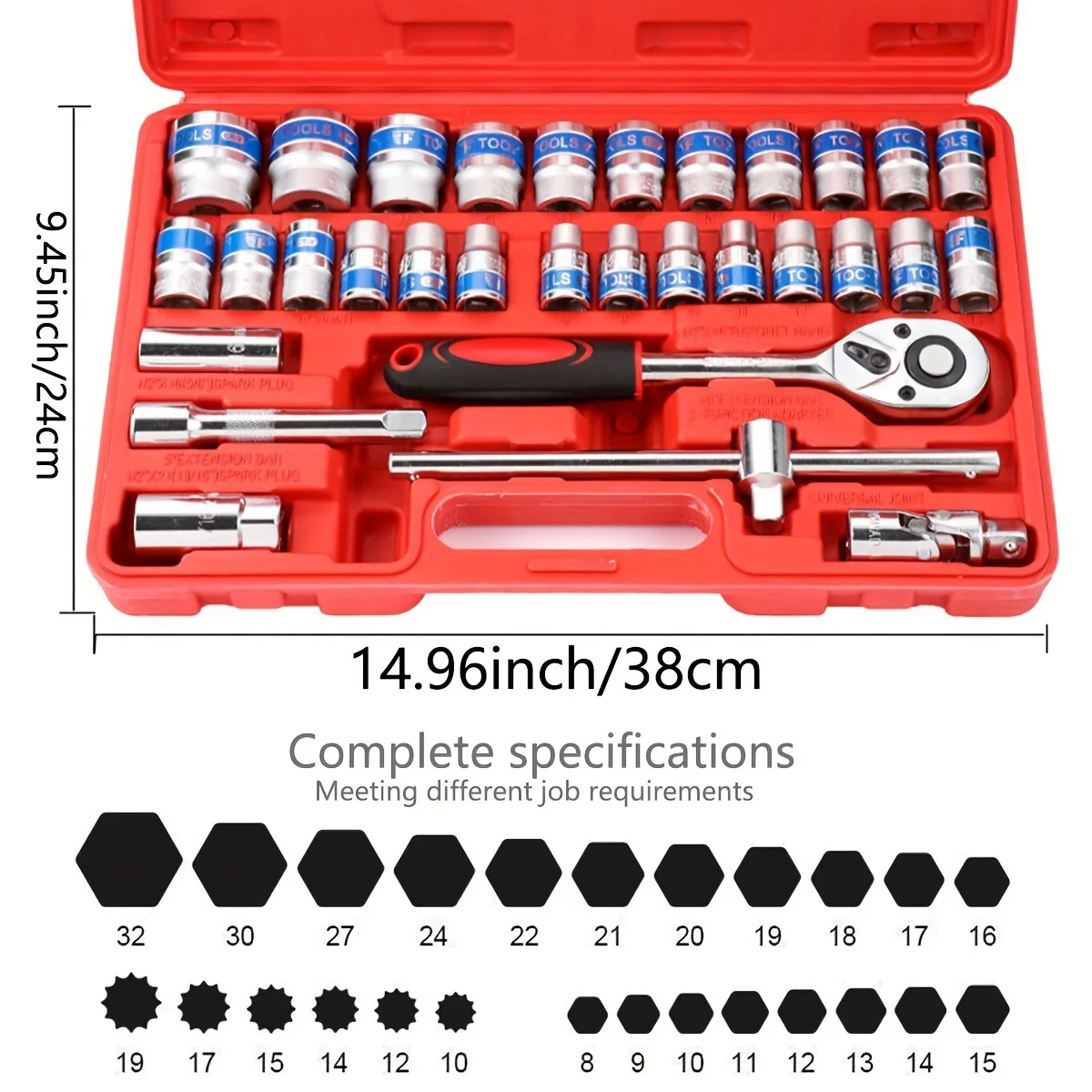 Imagem -02 - Multi-function Conjunto Chave Soquete Haste de Extensão Ratchet Spanner Grupo Carro e Motocicleta Reparação Mão Tool Grupo 32 Pcs em