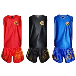 Kids Adults Dragon Pattern Taekwondo Boxing Muay Thai T Shirt Shorts Set Kungfu Wushu Martial Arts Sanda Rashguard Boxing Pants