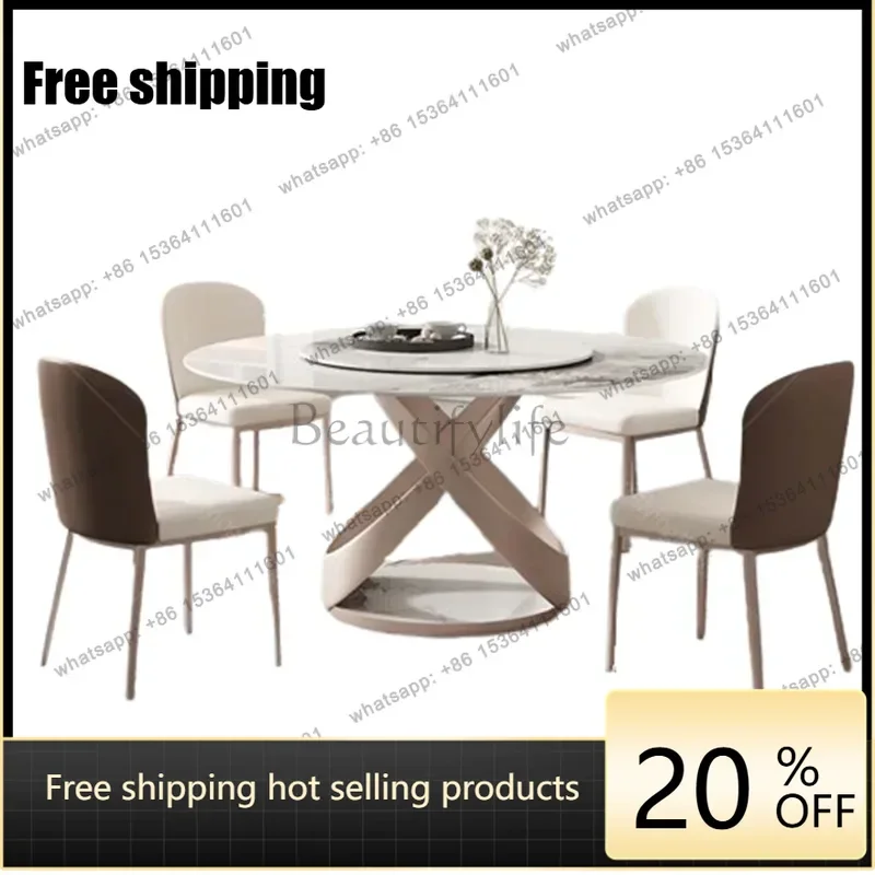 

zj.Legs Metal Unique Table Luxury Turntable Design Round Kitchen Dining Table Set Living Room Modern Esstisch Restaurant Furnitu