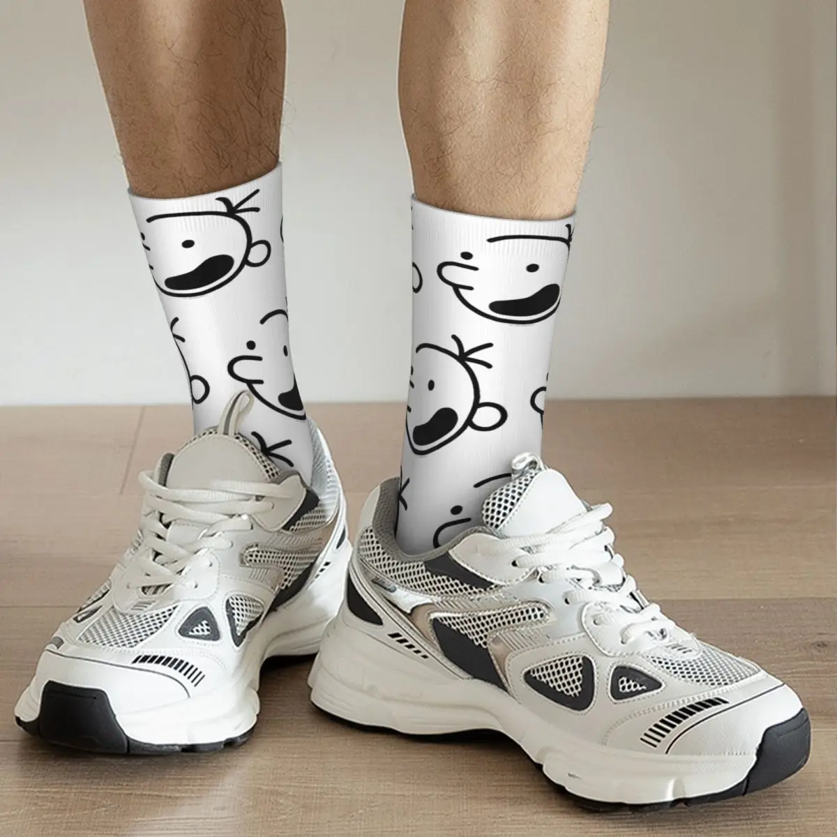 Crazy Design Wimpy Kid Head Loded Diper Basketball Socks Diary of a Wimpy Kid Polyester Crew Socks for Women Men