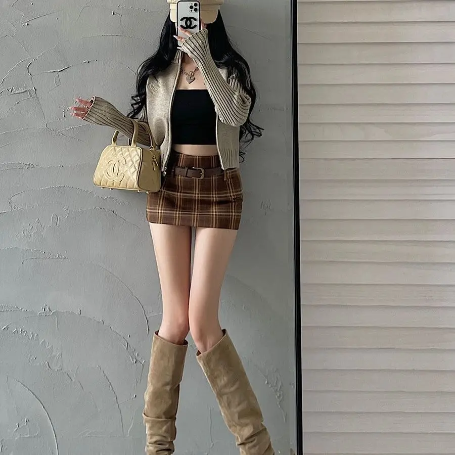2025 Sommer Sexy Minirock Damen Wickelrock Koreanische Mädchenkleidung Street A-Linie Karierter Kurzrock Koreanischer Stil Damenbekleidung – Detail 11