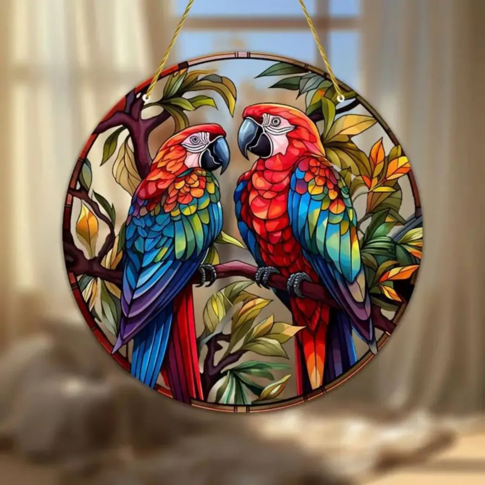 1pc Cute Colorful Stained Hummingbird Bird Window Glass Electrostatic Stickers Anti-collision Decorative Film