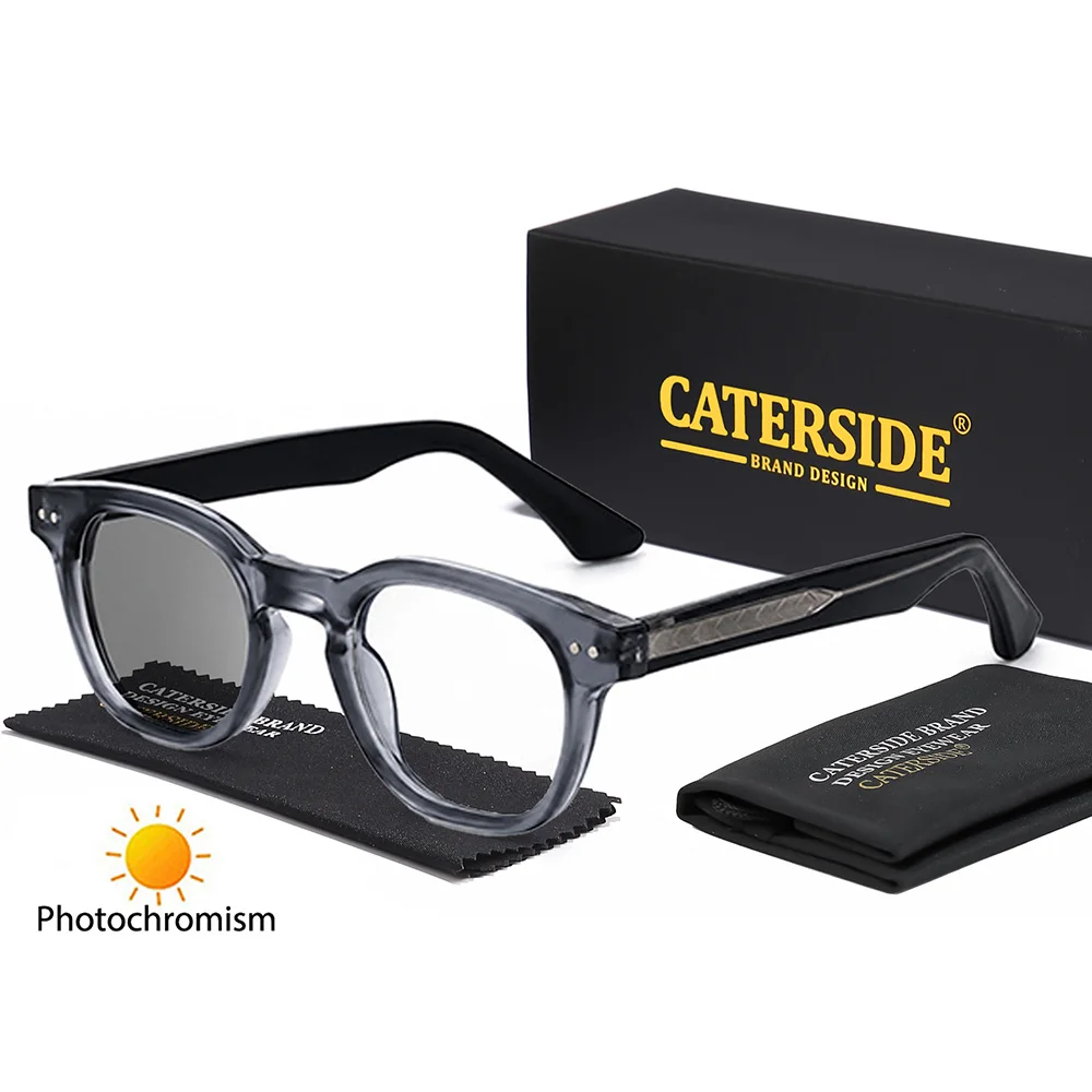 CATERSIDE Fashion Men Photochromic Sunglasses Cellulose Propionate Temple Tips Design Women Outdoor Travel Decorative Glasses