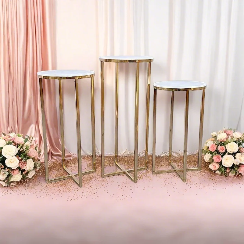 

European Wedding Flower Stand, Dessert Table，High and Low Window Display Stand, Metal Small Bar, Home Party Decoration