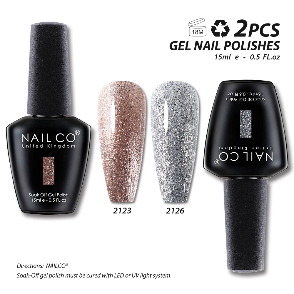 NAILCO 15 مللي قاعدة معطف معطف فوقي UV جل طلاء الأظافر 2 قطعة/المجموعة ألوان Lakiery Hybridowe Vernis Esmalte نقع قبالة رسومات أظافر مانيكير #2