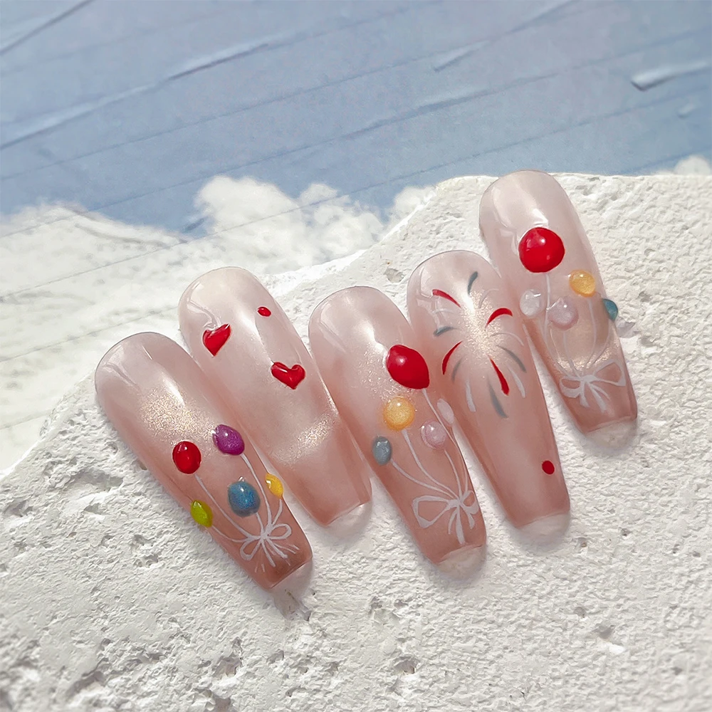 1 Sheet Cute Colorful Balloons Nail Art Stickers Decal Bright Firework Pattern Nail Sticker The New Year's Manicure Decor Slider