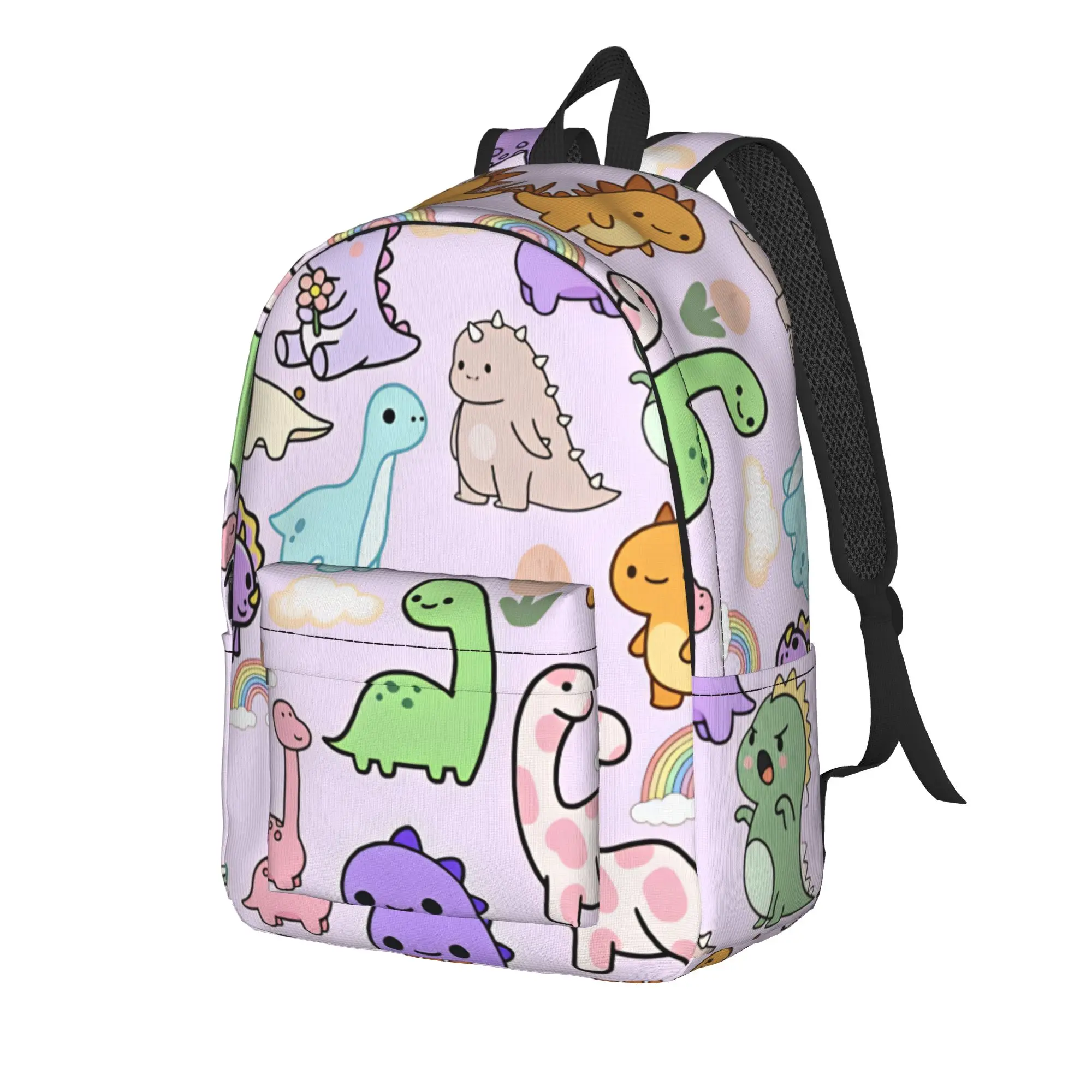 Pastel Kawaii Dino Dinosaur Friends Pattern Backpack  Style Backpacks Women Men Travel Soft School Bags Custom Rucksack
