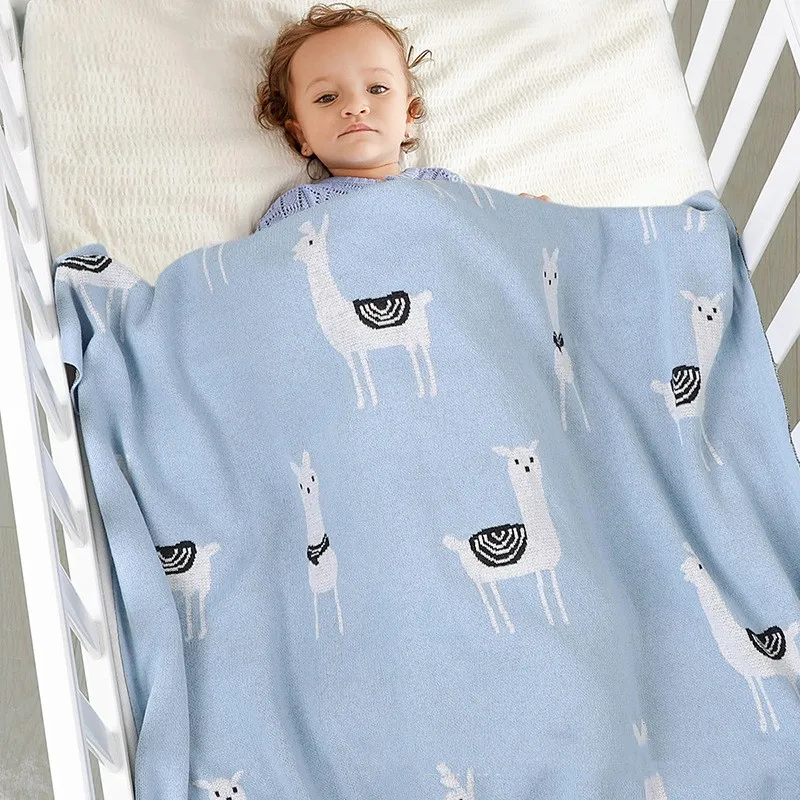 

Infantil Kids Swaddle Wrap Blanket Baby Blankets Super Soft Newborns Stroller Sleeping Covers Cartoon Alpaca 100% Cotton Knitted