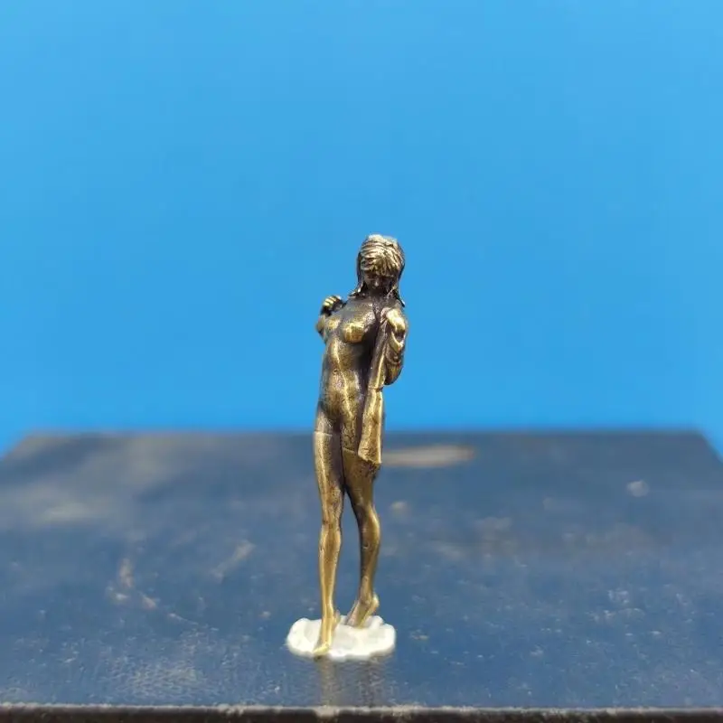 Retro Brass Beauty Female Doll Figurine Model Sexy Beauty Statue Creative Crafts Desktop Ornament Office Home Decoration Gift view 3