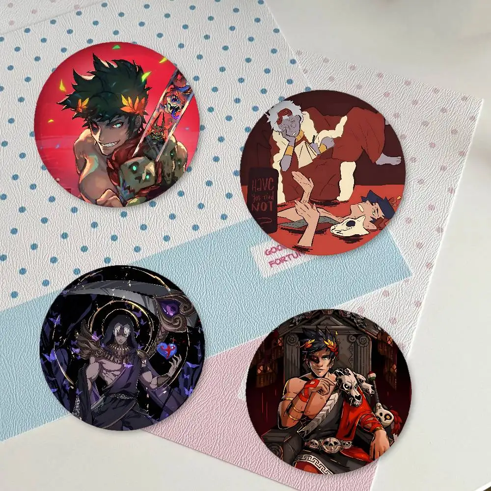 H-Hades Video Game Meme Premium Tinplate Round Lapel Pins: Cute Badge Brooches For Shoulder Bag Accessories, Souvenir Gifts