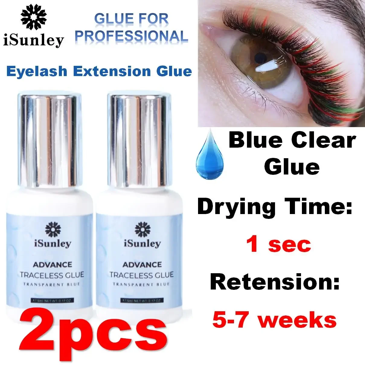 2PCS 0.5s Dry Clear Lash Glue Waterproof Thin Adhesives for Eyelash Extensions Insumos Para Extensión De Pestañas Supplies