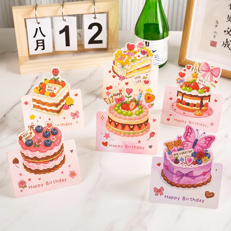 

Hot 10pcs Birthday Greeting Cards Set with Pre-Written Wishes 3D Cake Design for Various Occasions, Ready-to-Gift Souvenir Cards