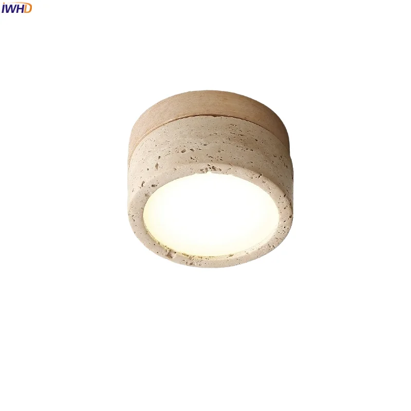 

IWHD Nordic Modern LED Ceiling Light Kids Room Bedroom Bathroom Yellow Travertine Home Lighting Ceiling Lamps Lampara De Techo