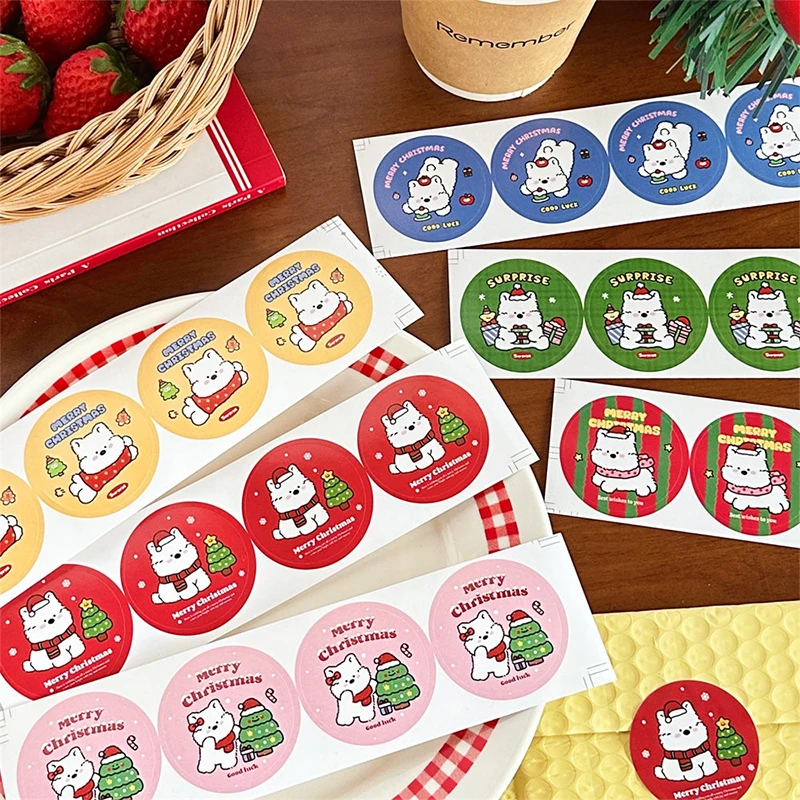 40Sheets Cartoon Cute Christmas Sealing Stickers Teacher Reward Students Stickers Self-adhesive Gifts Packaging Stickers