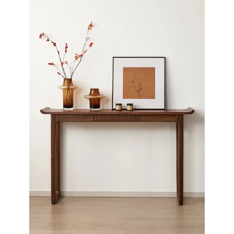 

New Chinese-style entrance table, black walnut solid wood table, incense case, entrance corridor, entrance platform against the