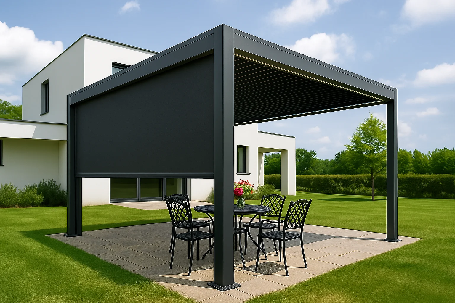 #Custom Waterproof Motorized Aluminum Pergola With Louvers-Eco-Friendly Durable Outdoor Backyard Gazebo