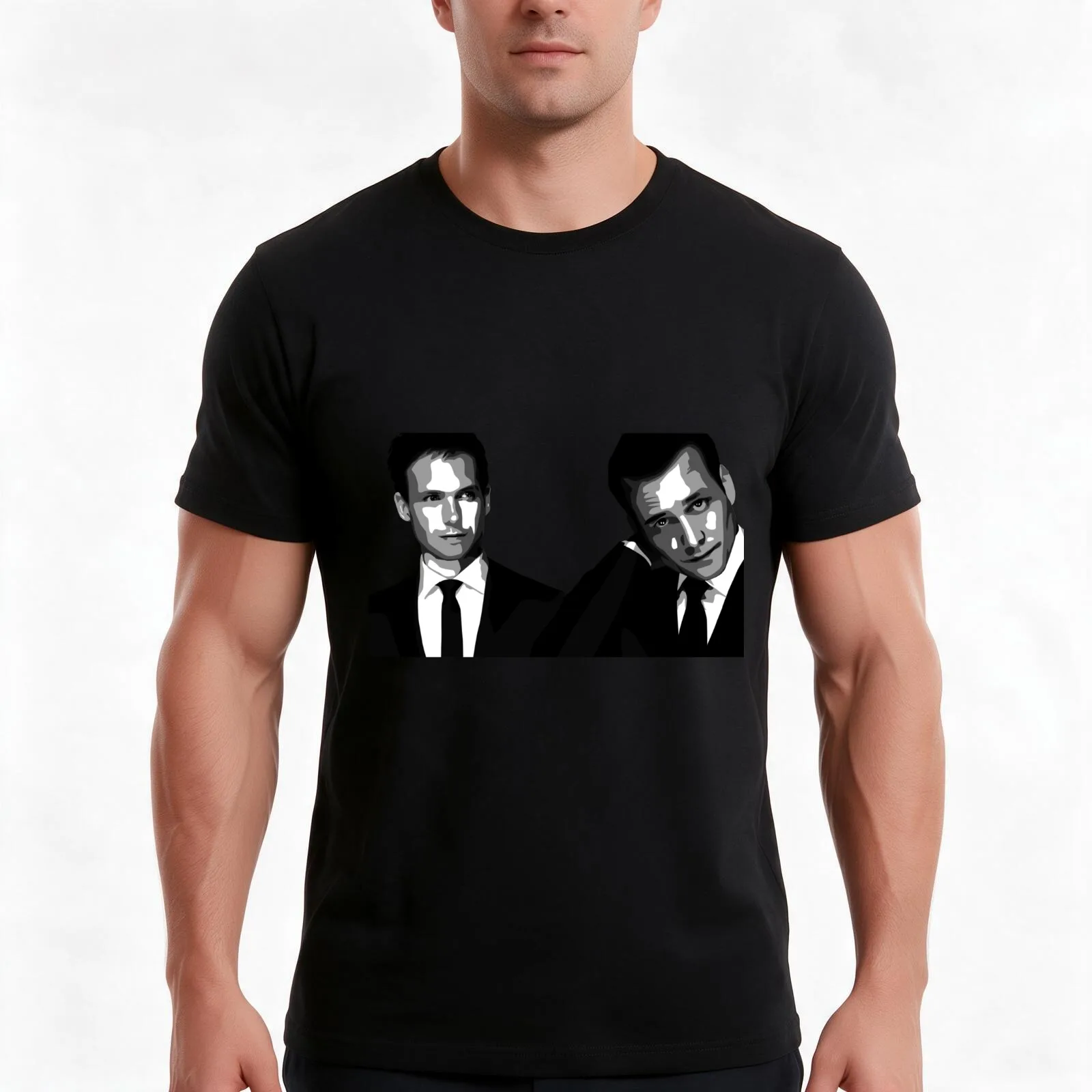 Suits - Mike Ross & Harvey Specter T-Shirt, Summer Casual Cotton Tee, Oversized Streetwear Tops, Vintage Graphic Print
