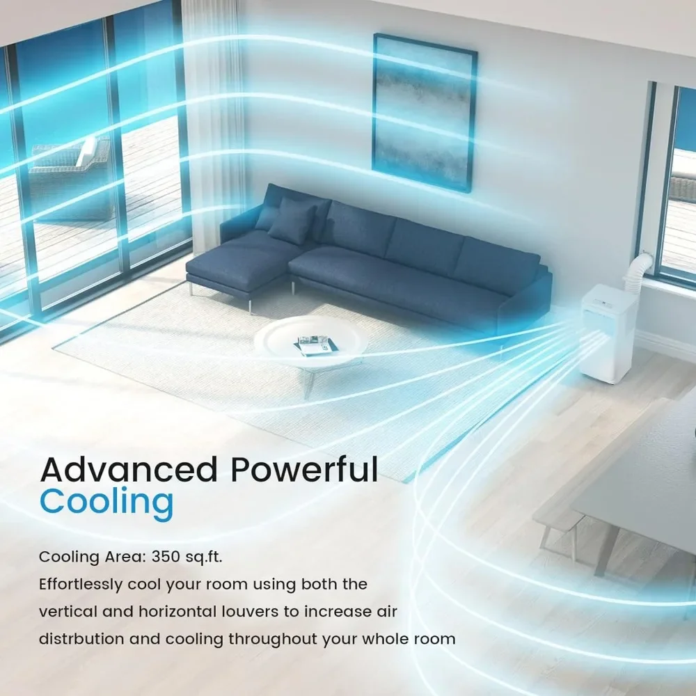 8000 BTU Portable Air Conditioner Cools Up To 350 Sq Ft with Remote Control Dehumidifier