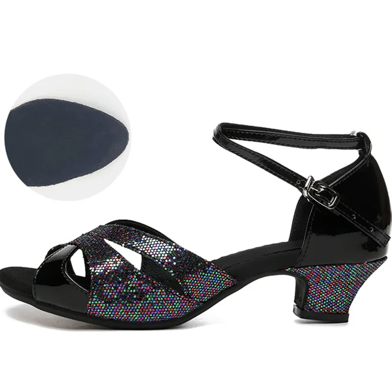 Mädchen Ballsaal frauen Latin Tango Tanz Schuhe Mit Hohen Absätzen 3,5 cm/5,5 cm Verkäufe Silber Gold Schwarz Blau Farbe großhandel