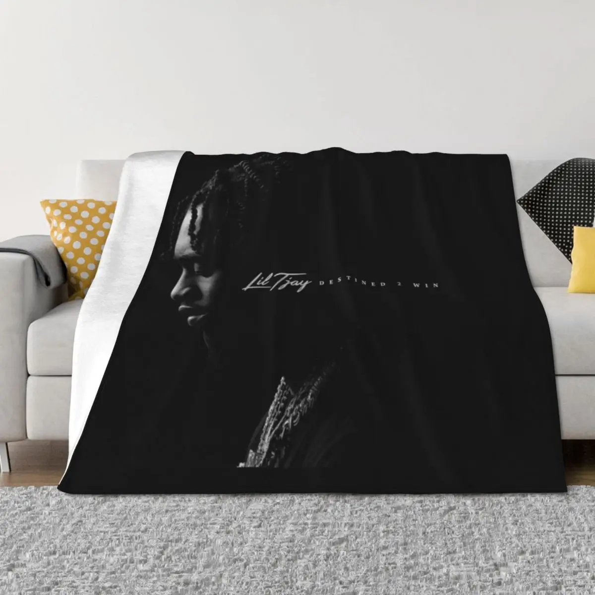

Lil Tjay Destined 2 Win Throw Blanket Thins sofa bed Hairys Blankets