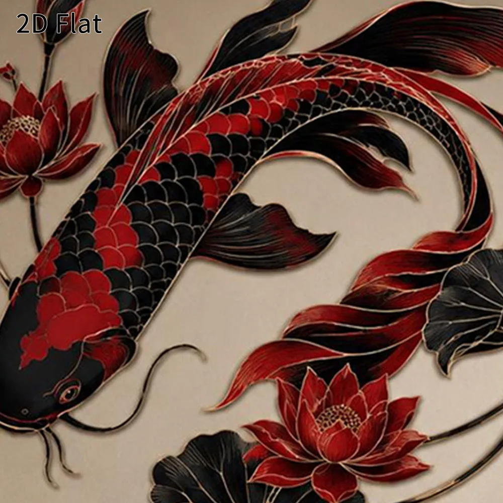 CIFBUY Koi Fish Lotus Metal Wall Art Iron Rust Proof Waterproof Indoor Outdoor Zen Garden Living Room Home Decoration