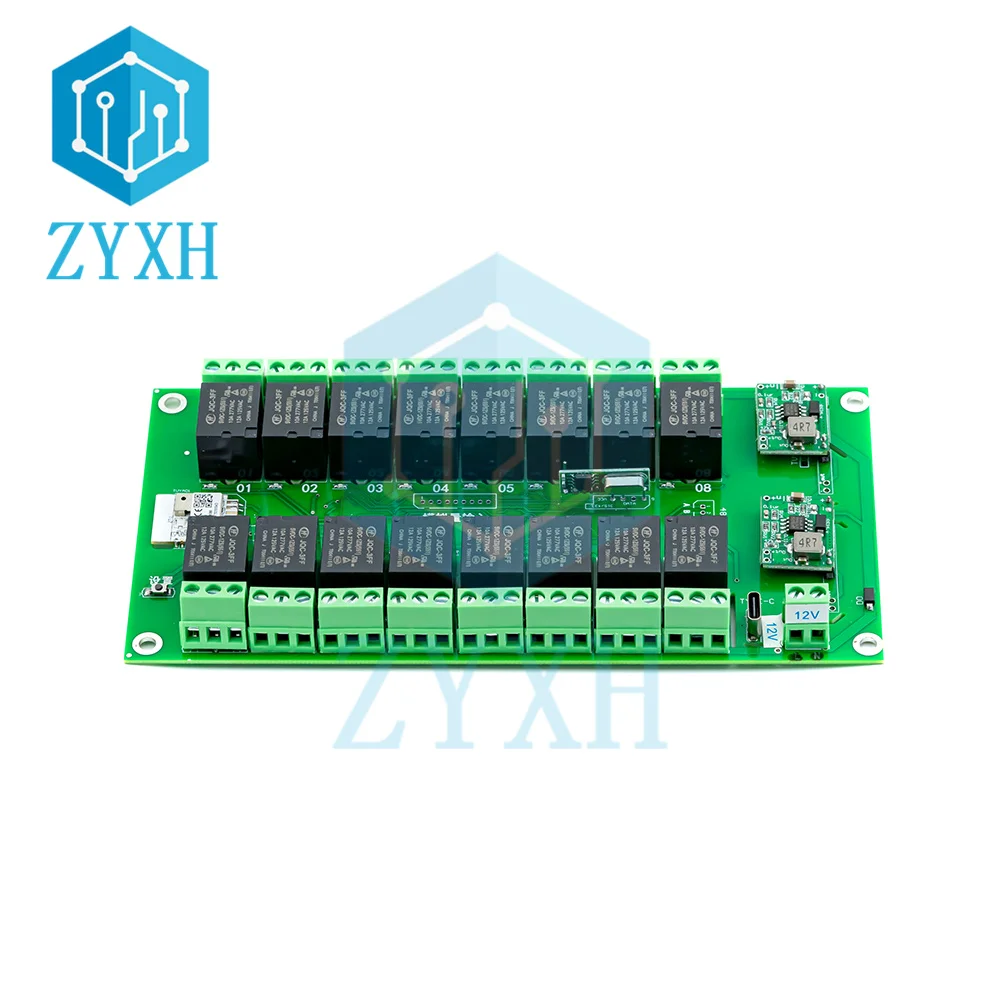 Tuya 16 Channel WiFi/Zigbee Relay Switch Module DC 7-27V AC 85-250V Wireless Smart Home Remote Control Switch with RF 433MHZ