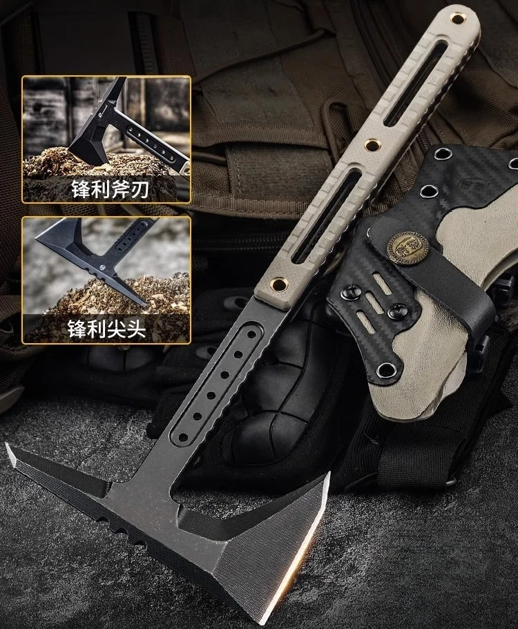 

New Outdoor Camping DC53 Steel Tactical Axe Multi Functional Defensive Mountain Axe