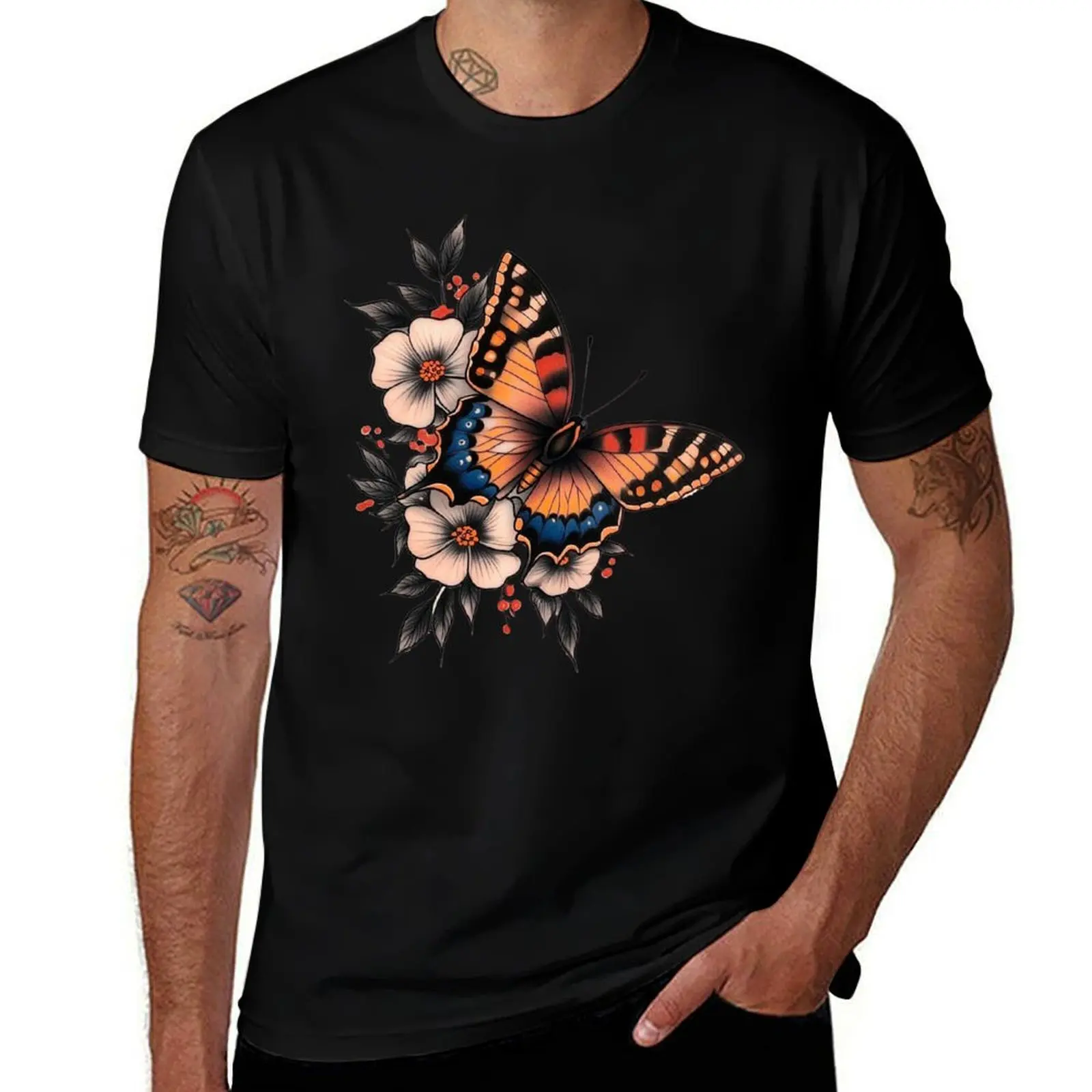 

Traditional Japanese butterfly T-Shirt cute clothes cute tops Personalized t-shirt black t-shirts for men
