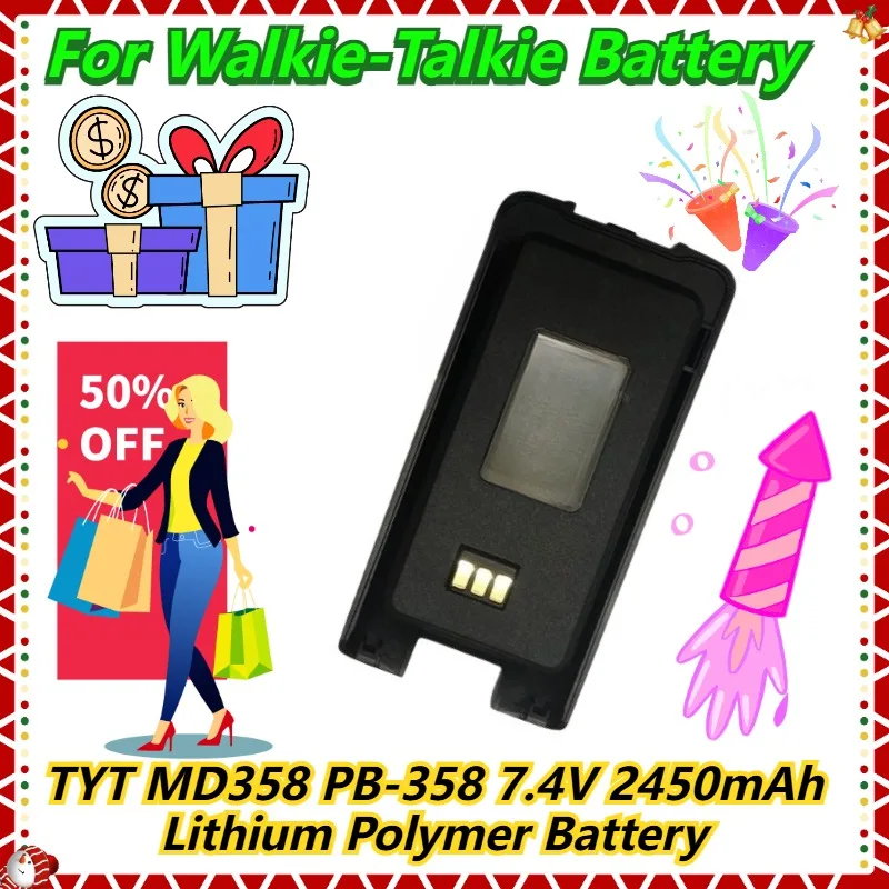 

For TYT MD358 PB-358 Walkie-Talkie Battery 7.4V 2450mAh Lithium Polymer Battery