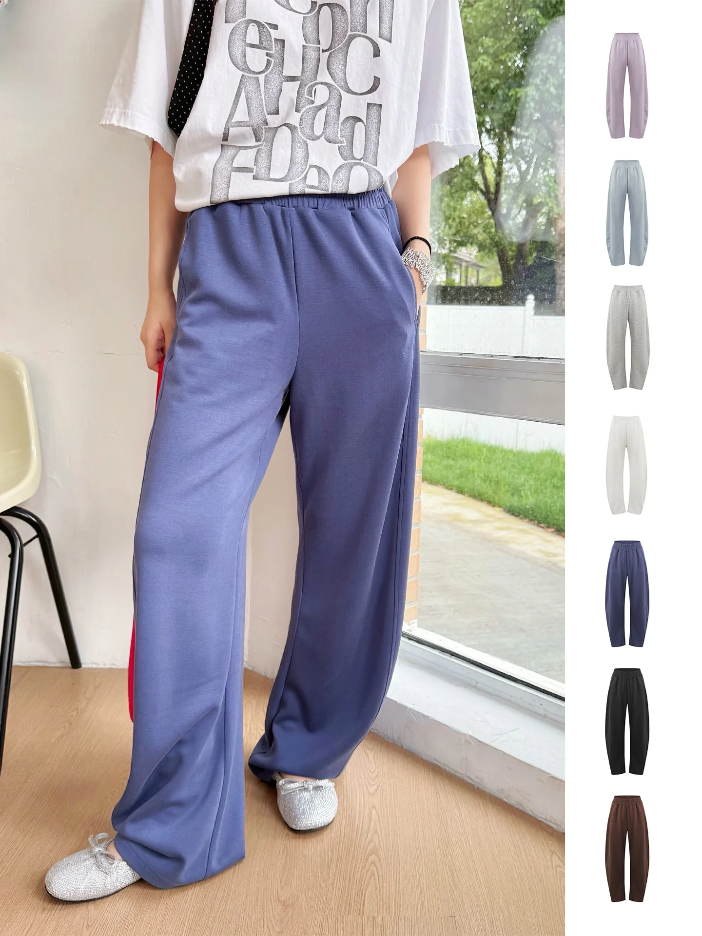 

Брендовые повседневные брюки лето 2025, из ледяного шелка с эффектом пескоструйной обработки, медный аммиачный шелк, GoGoBuyer, удобные, прямые штанины...